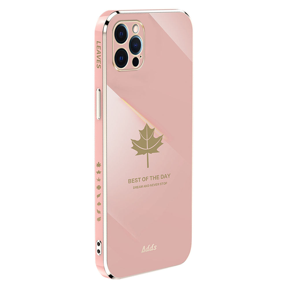 For iPhone 12 Pro 6.1 inch Straight Edge TPU Phone Cover Maple Leaf 6D Electroplating Case For iPhone 12 Pro 6.1 inch Straight Edge TPU Phone Cover Maple Leaf 6D Electroplating Case
